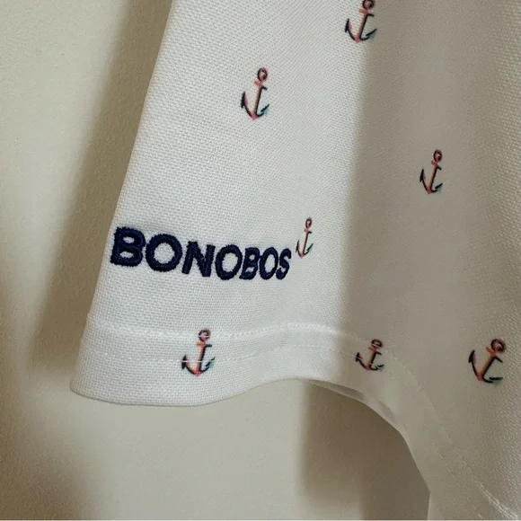Bonobos White Slim Fit Golf Polo with Anchor Pattern - Picture 5 of 8